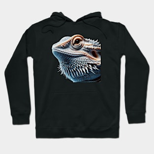 Bearded Dragon Headshot - Blueish White Hoodie